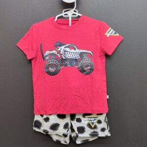 Soulbaby Monster Jam Mutt Shirt & Shorts Set Toddler's Size 2T Red Black & White